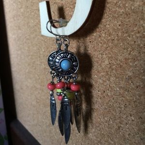 Boho Silver Dreamcatcher Dangle Earrings